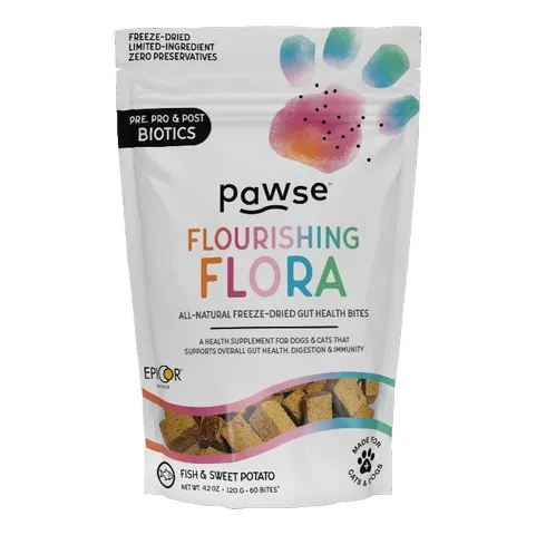 1ea Pawse Flourishing Flora 60ct- 30 day supply for 50lb Dog NO-CBD - Dog/Cat Supplements